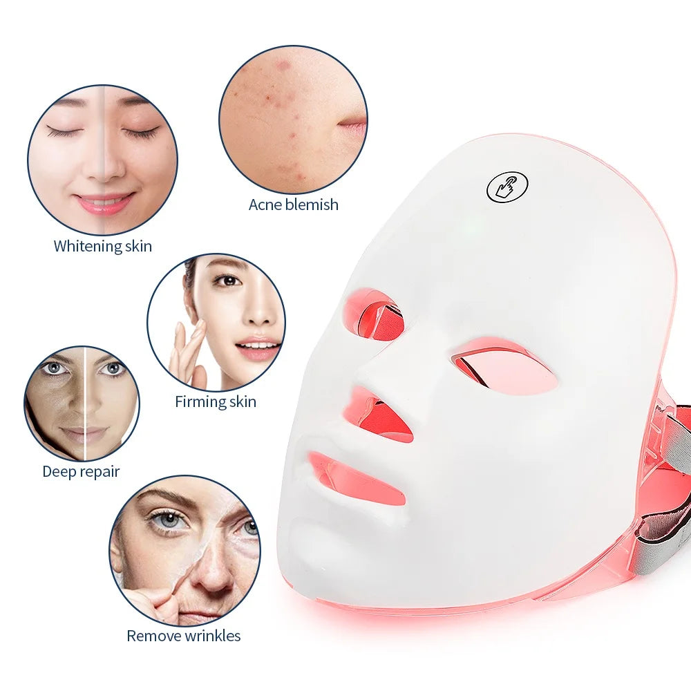 7 Colors Facial LED Mask Skin Rejuvenation Anti-acne Wrinkle Removal Brightening Skin Beauty Mask